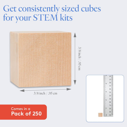 DIY Wooden Cubes 3/4-inch, Pack of 100 Small Blank Wooden Blocks, Unfinished Wood Blocks for Crafts, STEM, Dice, and Building Blocks for Stacking, by Woodpeckers