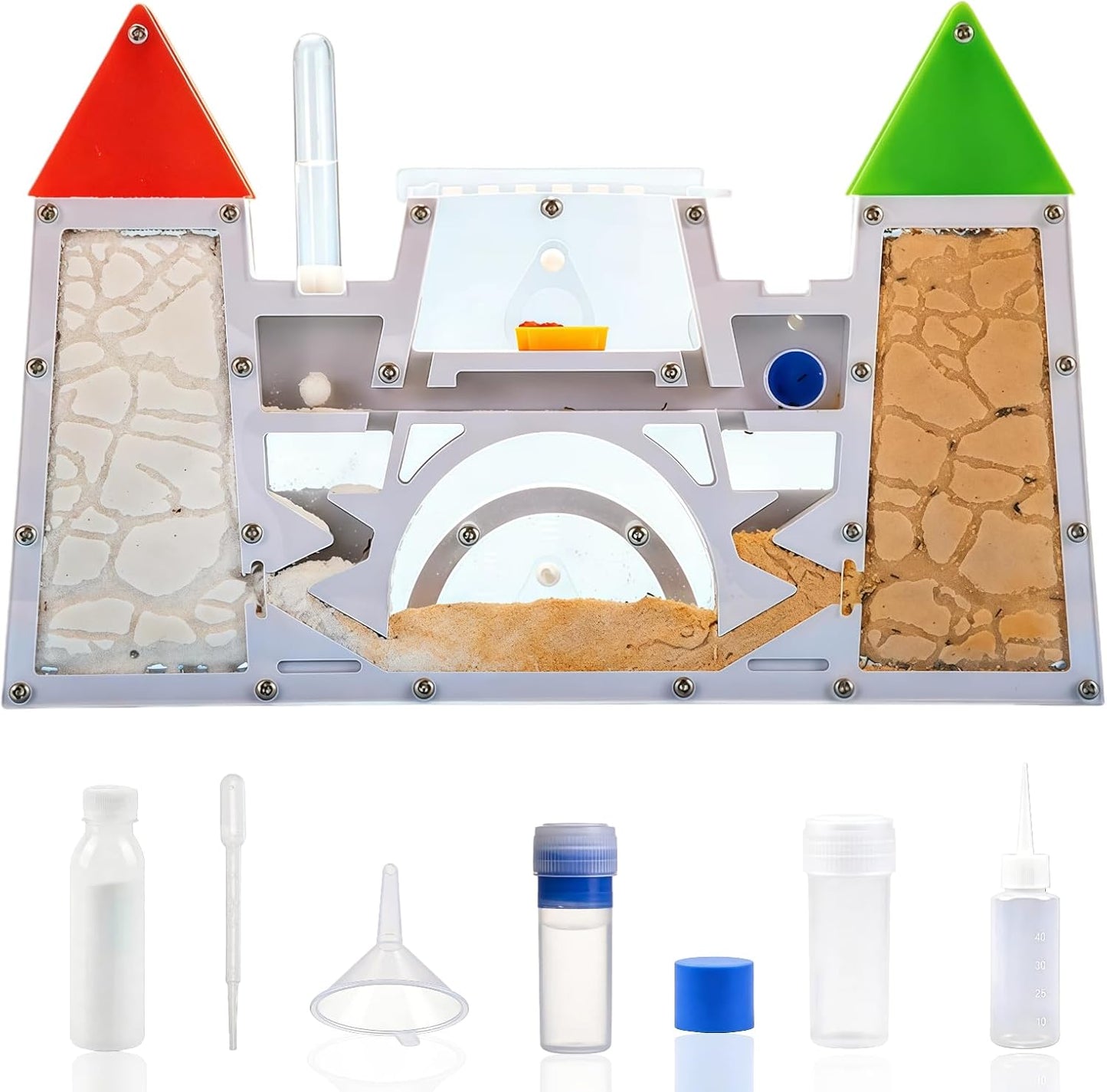 Ant Farming Castle - Ant Habitat Science Learning Kit with Yellow Sand and Tool, Large Viewing Area Ant Colony Observation Kit Educational Science Gifts for Boys, Girls