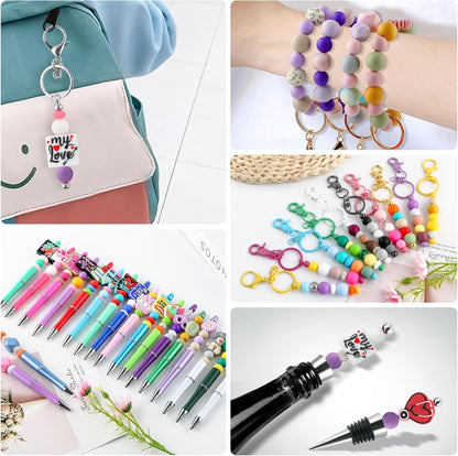 65Pcs 19mm Silicone Beads for Keychain Making Bracelet Necklace, Bulk Round Silicone Beads for Pens（Christmas Green） - Colors B