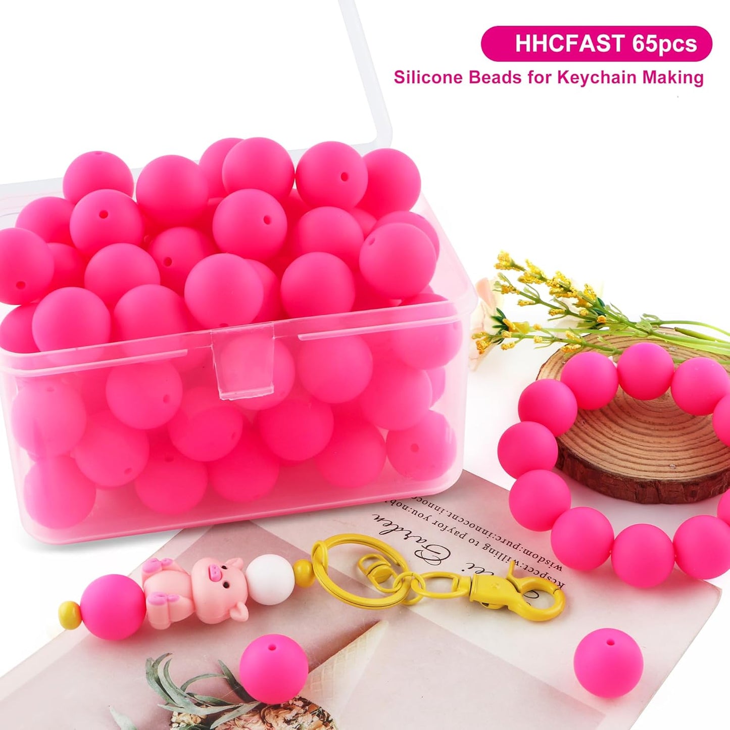 65Pcs 19mm Silicone Beads for Keychain Making Bracelet Necklace, Bulk Round Silicone Beads for Pens（Christmas Green） - Colors B