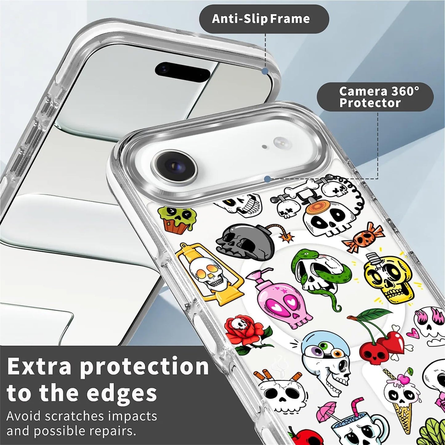 for iPhone 17 Pro Max Case [Compatible with Magsafe],Girls Women Clear Magnetic Case Silicone Shockproof Protective Cover with Pattern Colorful Motivational Letters