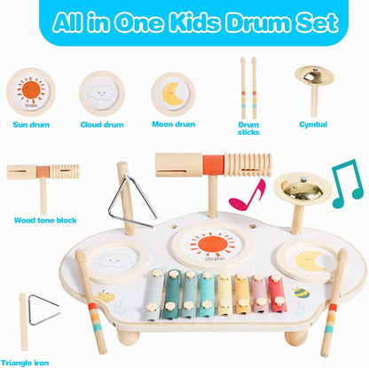 Twefex Montessori Spinning Drum, Montessori Toys for Babies 6-12 Months, Montisory Baby Toys for 1 Year Old Infant, Wooden Toy for Baby