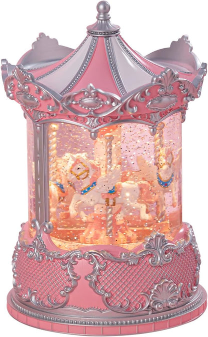 Snow Globe Lantern with Violin Girl – Shatterproof, Glitter Snowglobe 10 Songs Music Box, Led Light, USB or Battery Powered, for Girls Spring Day Gifts Birthday Home Decor Fall Decoration, Silver