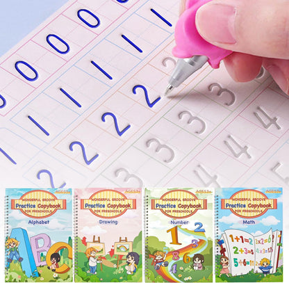AALGO Handwriting Book Practice for Kids,Reusable Grooved Handwriting Books, Writing Practice for Kids Age 3-5