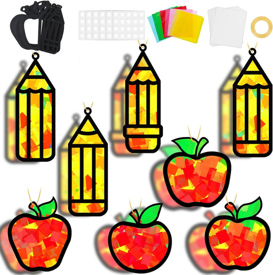 32 Sets Outer Space Suncatchers Craft Kit DIY Window Stained Glass Effect Planet Astronaut Alien Paper Crafts Home School Classroom Decoration Kid Birthday Gift Creative Art Project Activity Game - Colors B
