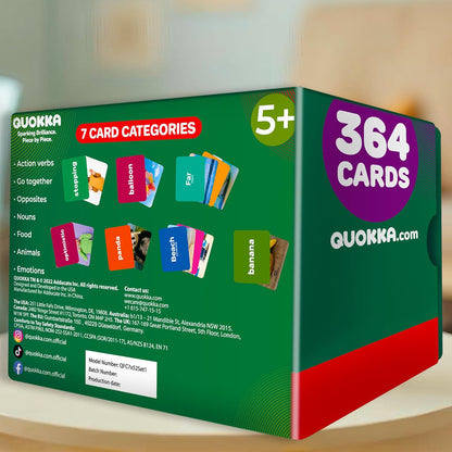 QUOKKA 104 Noun Flash Cards Set – Kids and Adults Vocabulary Builder for ABA Therapy, Early Childhood Education, and ESL Teaching – Picture Cards for Speech Therapy and Vocabulary Building Activities