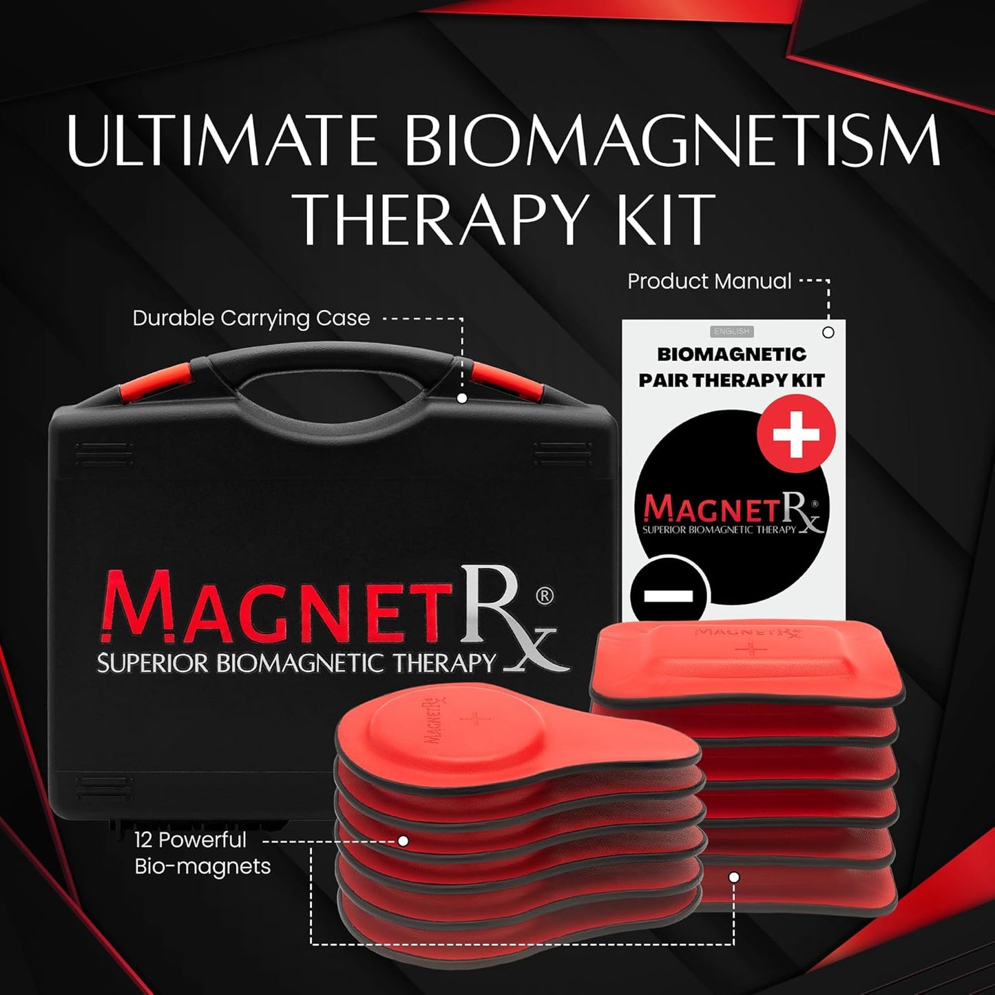 MagnetRX® Biomagnetic Magnets Kit – Imanes para Biomagnetismo Médico – Dr Goiz Magnets for Biomagnetism Bio Magnet Pair – 5200 Gauss Large Round Magnet (6 Units)