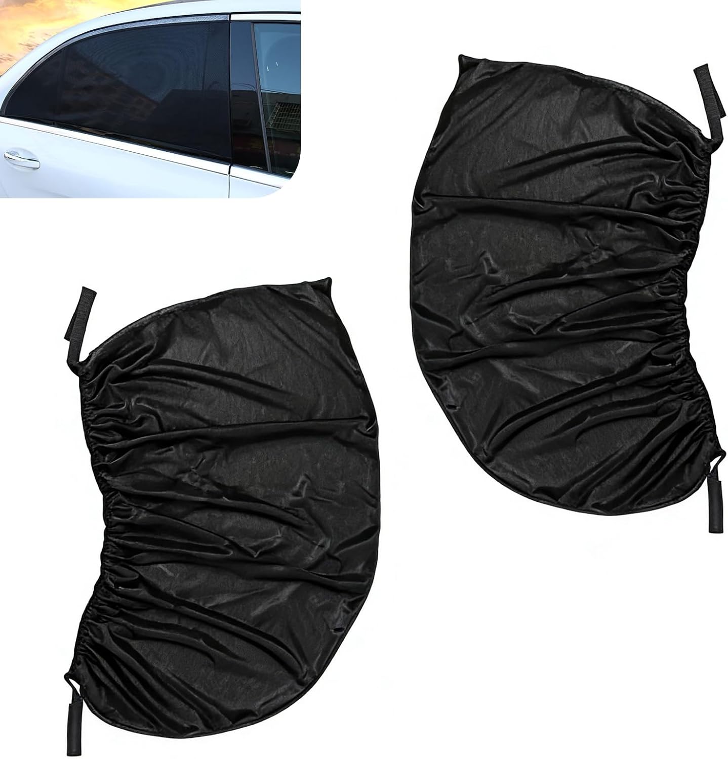 WZP 2PCS Car Window Shades, UV Protection Side Car Window Sun Shades, Breathable Mesh Back Covers for Baby/Camping, Universal Heat Block Window Covers for Most Cars (47.2x21.6")