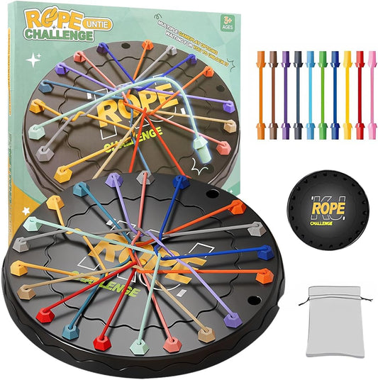 Rope Challenge Game, Rope Untangling Puzzle Game Brainy Strategy Board Games Challenge Rope Escape Game for Kids & Adults- Multi-Level Logic Game Family Travel-Friendly Educational Toys