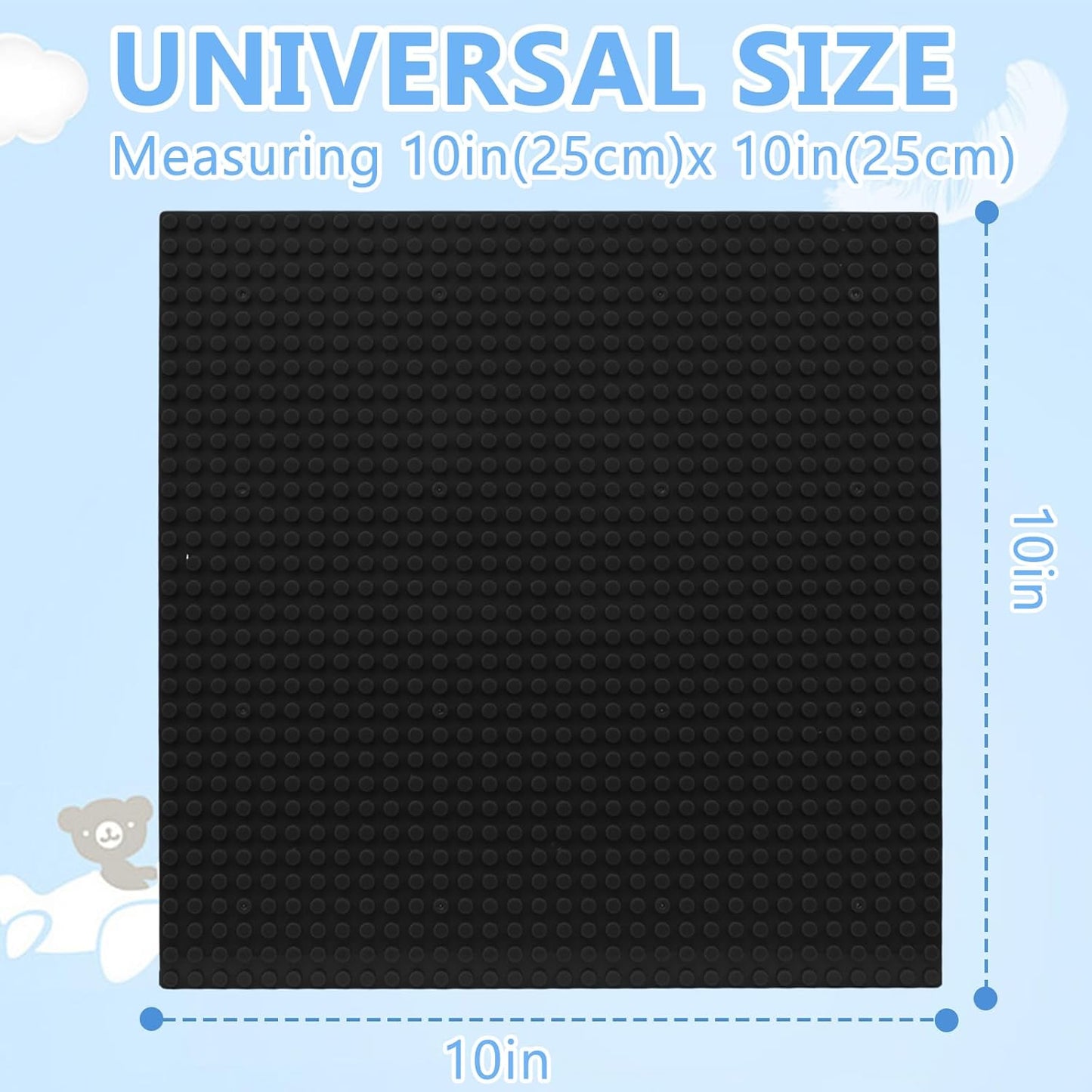 10"x10" Pack of 6 Classic Building Baseplates,Building Toy Base Boards to Build On, Brick Toy Builders Mat Compatiable with All Major Brands and Activity Table-Base plate for DIY Play (Gray)