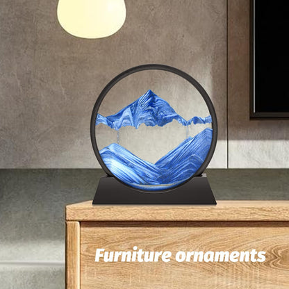 Wai Danie Moving Sand Art Picture 3D Hourglass Deep Sea Sandscape Liquid Motion Display Painting Flowing Sand Frame Relaxing Desktop Home Office Work Decor (Black, 12 Inches)