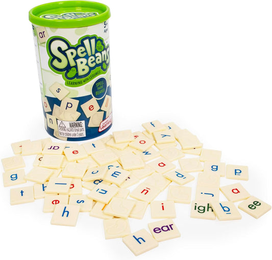 Junior Learning: Spell The Beans - Word Building Game, Tile Flipping & Collection Play, Color-Coded Letters, Early Reader & Literacy Skills, Kids 5+