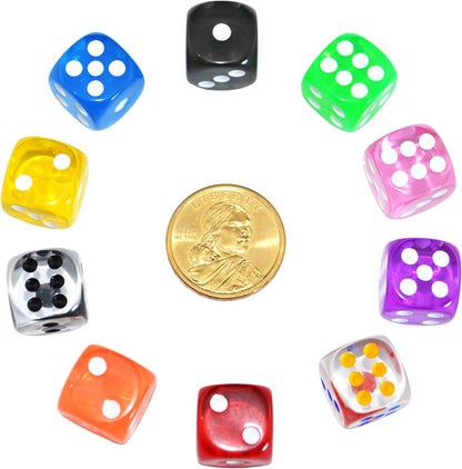 SmartDealsPro 10-Pack D6 Six Sided 16mm Transparent Dice Die for DND, MTG, RPG, Tenzi, Yahtze, Bunco, Table Borad Games, Math Teaching