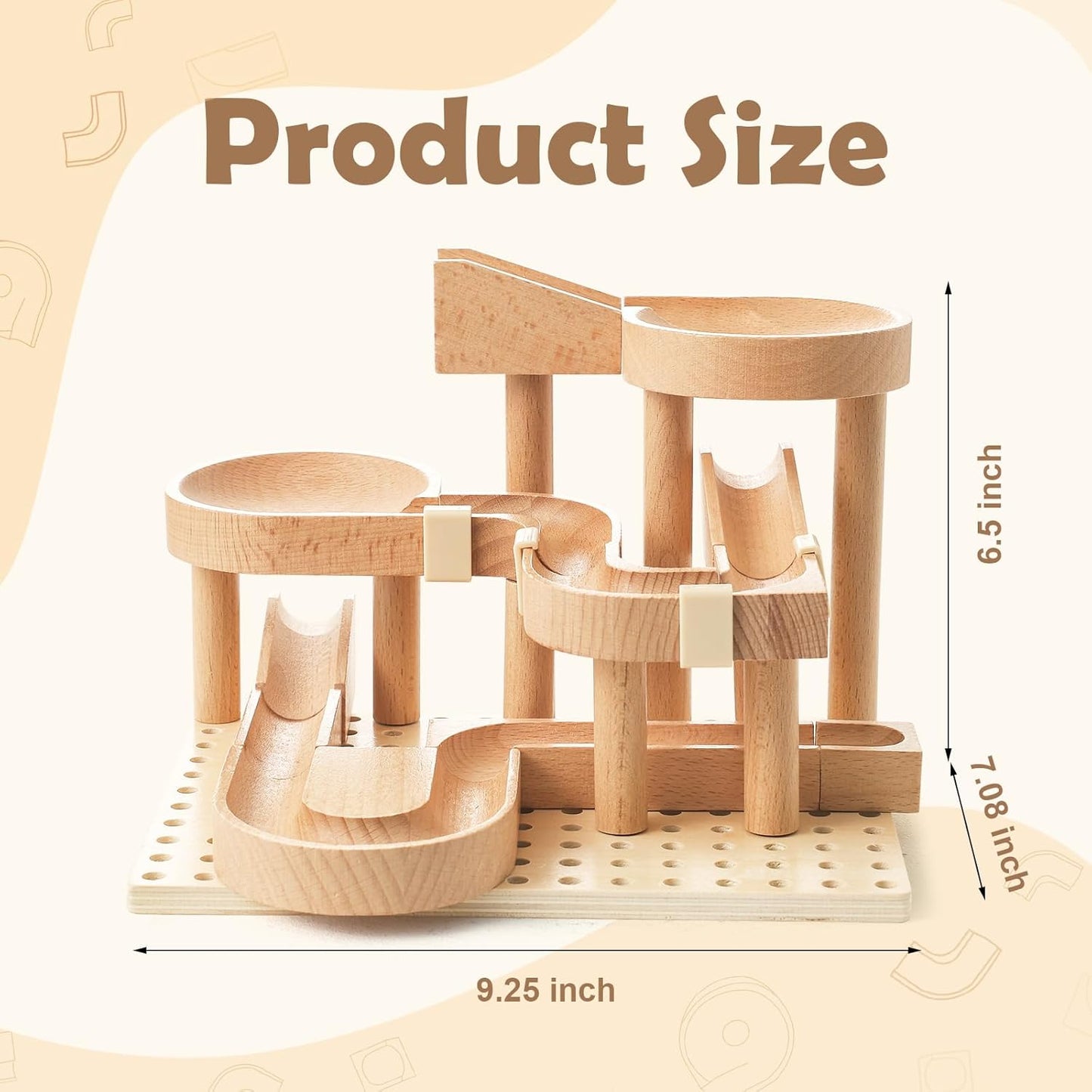 Wooden Marble Runs for Kids 4-8, 38 Pcs Marble Rush Track Maze Construction Play Set, STEM Learning Toys, Wood Building Blocks Toys, Gift for Boys & Girls