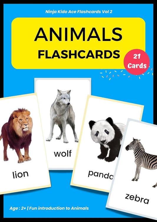 Animals Flash Cards | Early Learning | Easy & Fun | 21 cards | With Pictures | Kids 1-5 ages | Baby First Words: Animals Flash Cards | Early Learning | ... | With Pictures (Ace Flashcards Vol 2)
