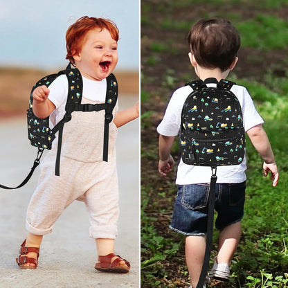 Accmor Toddler Backpack Leash, Mini Child Backpack with Anti Lost Wrist Link, Cute Kids Backpack Leash Walking Harness for Outdoor Travel, Small Excavator Backpack Tether for Baby Boys Girls Ages 1-3