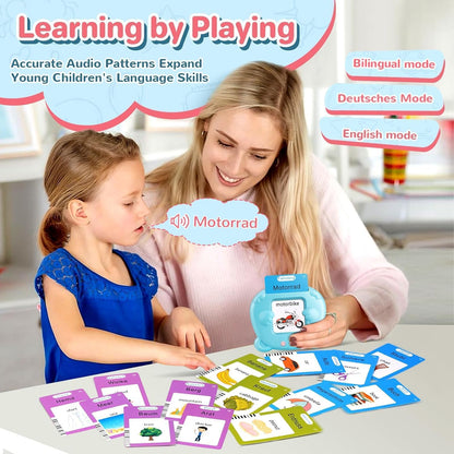 Spanish & English Talking Flash Cards for Toddler, Bilingual Flash Cards Learning Montessori Toys with 224 Sight Words, Speech Therapy Toys for Children Sensory Preschool Education