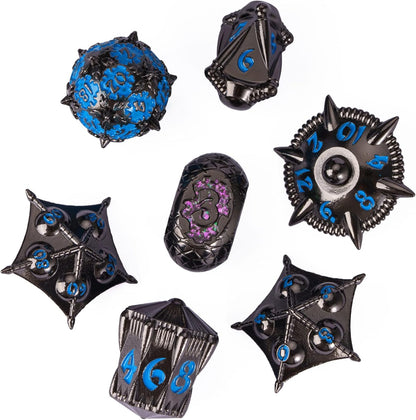 UDIXI Steampunk Metal Dice Set, 7 Die Polyhedral DND Dice Set for D&D Role Playing Game and Math Teaching (Ancient Copper)