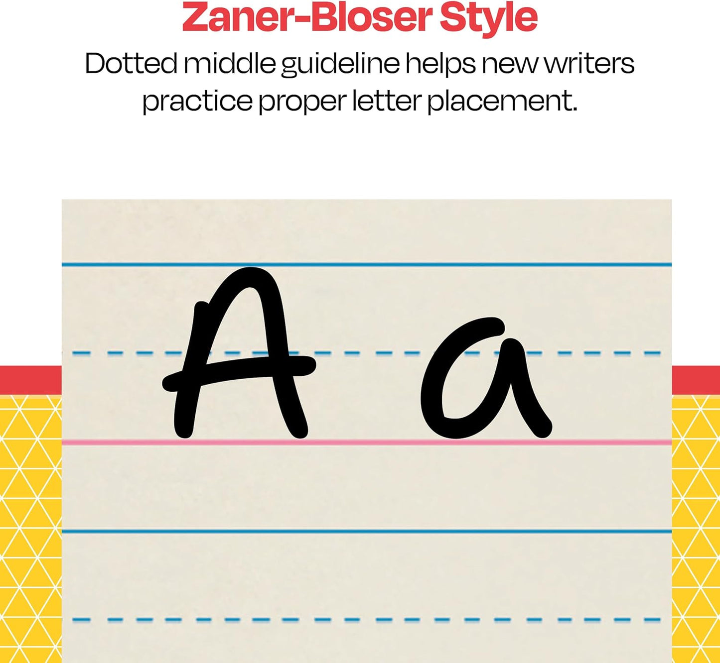 School Smart Zaner-Bloser Writing Paper, Handwriting Practice Lined Paper, Grade 2 to 3 Learning, 1/2 Inch Rule, 10-1/2 x 8 Inches, 500 Sheets