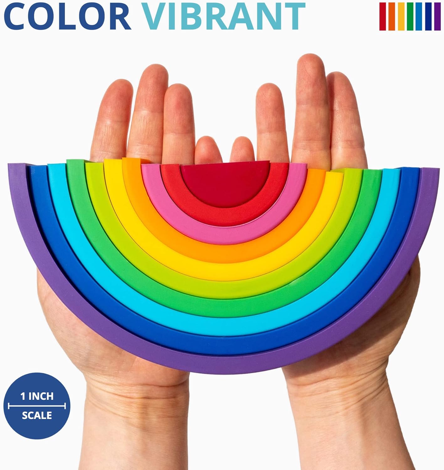 BLUE GINKGO Silicone Rainbow Stacker - Montessori Nesting Puzzle | Kids and Toddler | Stacking Sensory Toys - 7 Layers (Pastel)