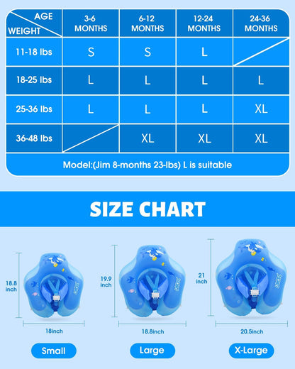 LAYCOL Baby Pool Float with Canopy UPF50+, 5 Point Safety Buckle No Flip Over, Inflatable Toddler Floaties Infant Pool Floats with Double Air Chambers, Baby Beach Essentials/Traval for 3-36M