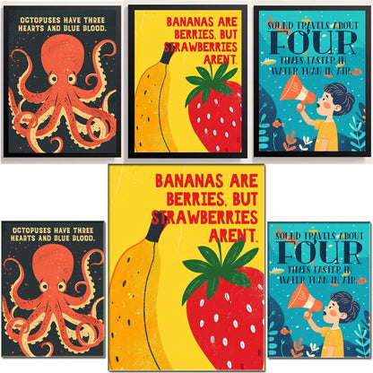 ajdvart 3 Funny Science Posters for Classroom/Home – STEM Teacher Wall Art & Bulletin Board Decorations for Elementary, Middle & High School Classrooms, Unframed Canvas 12"x16"