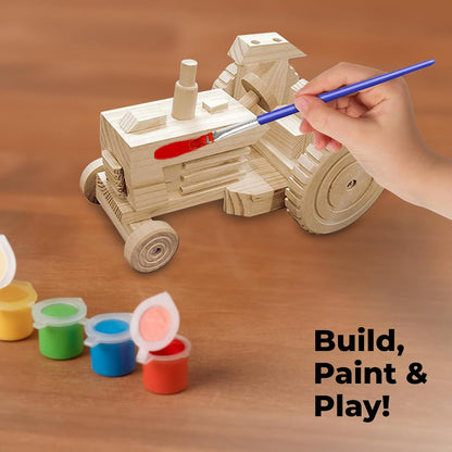 Kraftic Woodworking Building Kit for Kids and Adults, with 3 Educational DIY Carpentry Construction Wood Model Kit Toy Projects for Boys and Girls - Tow Truck, Birdhouse and Dump Truck