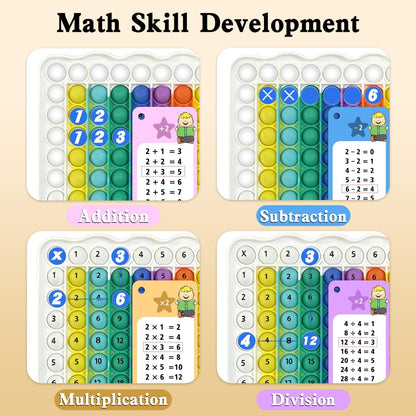 Multiplication Flash Cards + Pop Fidget Multiplication Chart, Times Table Educational Flashcard 3rd Grade, 4th, 5th, 6th Grade