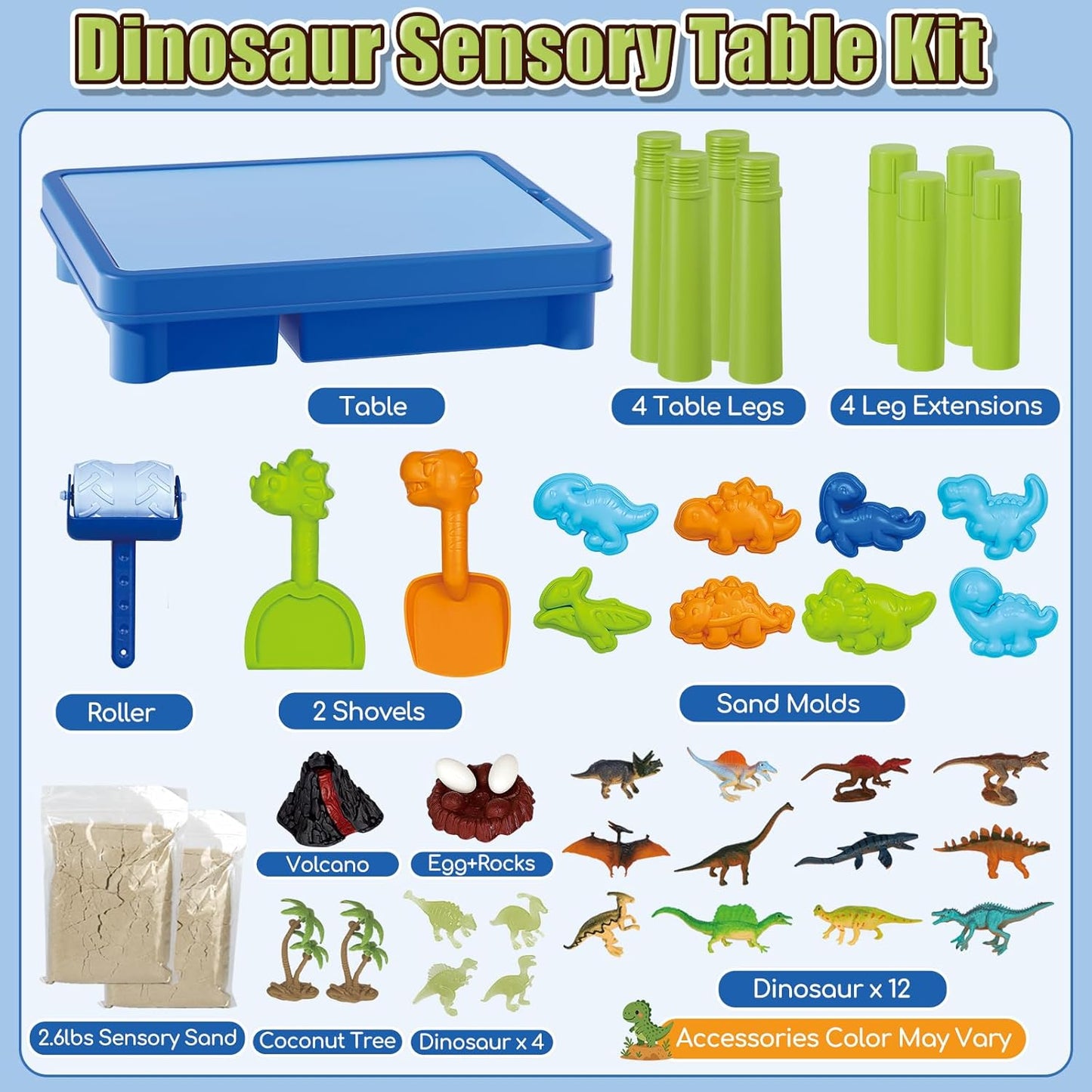 Lehoo Castle Sensory Table with Sensory Sand, Indoor Sensory Bin with Lid & 2.6lbs Play Sand, Construction Kit with 6 Alloy Trucks & Castle Molds, Sensory Toys for Toddler Boys and Girls
