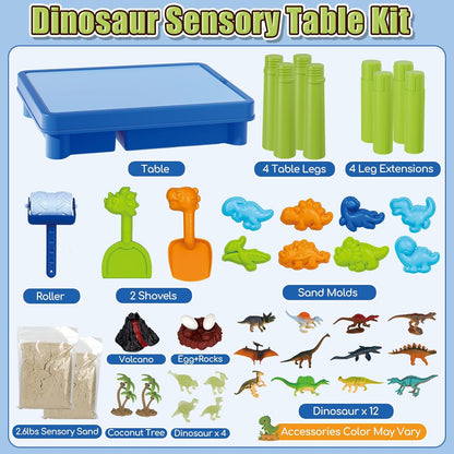 Lehoo Castle Sensory Table with Sensory Sand, Indoor Sensory Bin with Lid & 2.6lbs Play Sand, Construction Kit with 6 Alloy Trucks & Castle Molds, Sensory Toys for Toddler Boys and Girls