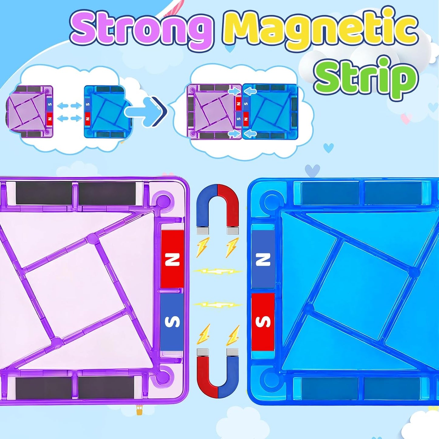Mini Magnetic Tiles Toddler Travel Essentials Set,1.5Inch 42PCS Magnetic Building Tiles Portable Construction Toys for Airplane Car Kid Aged 3+ Birthday Gift