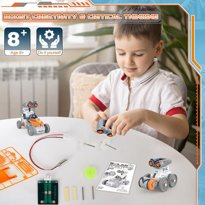 21 in-1 Solar Robot Building Kit STEM Gift for Kids 8-13, DIY Educational Science Robotics Toy Battery Solar Powered STEM Building Toy Set with 210 Pieces