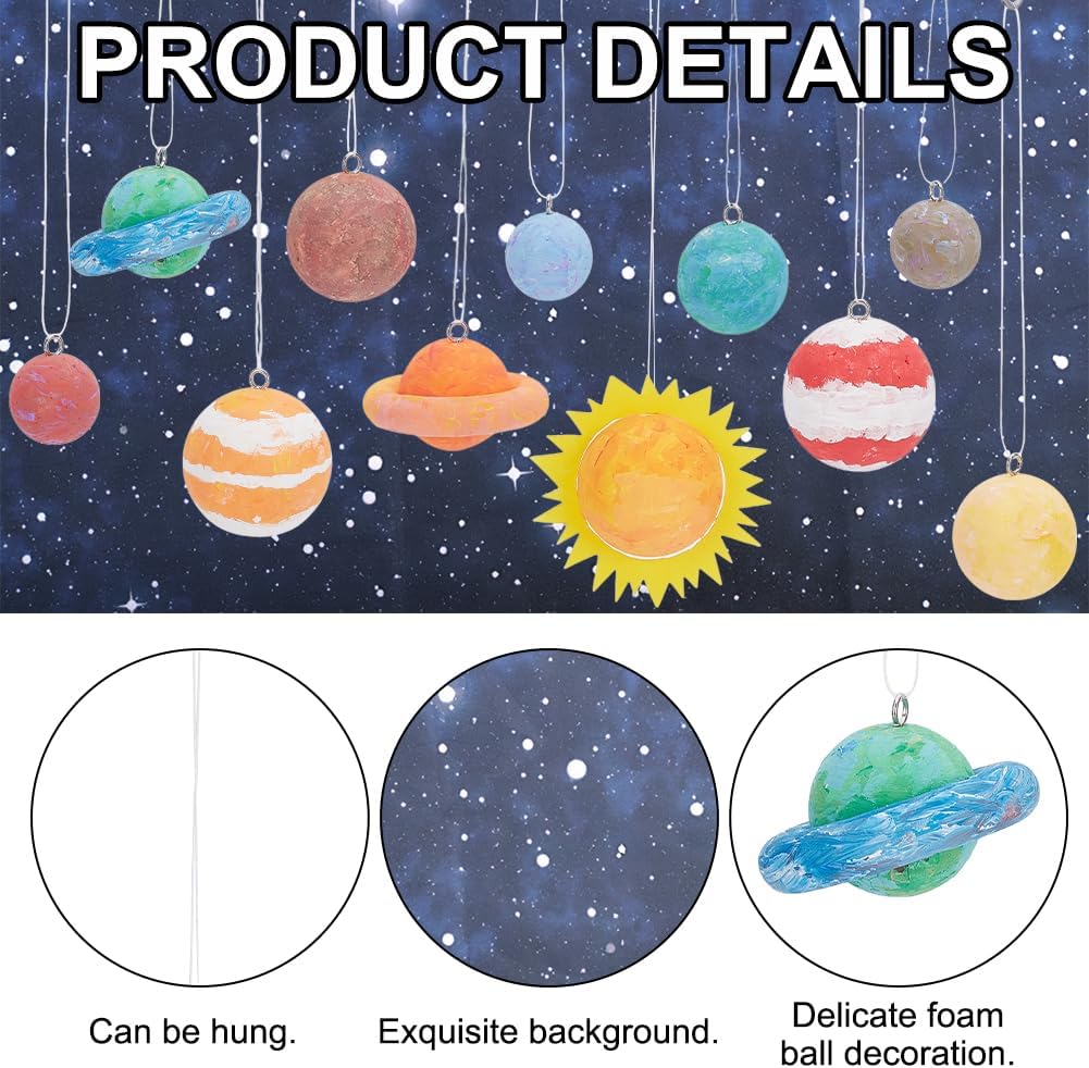 WEBEEDY Solar System Foam Ball Kit for Crafts,DIY System Project Kit Include Foam Balls Pigments Brushes Starry Sky Background Cloth for Hanging Space Project Party Decor Christmas Birthday Gift