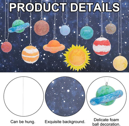 WEBEEDY Solar System Foam Ball Kit for Crafts,DIY System Project Kit Include Foam Balls Pigments Brushes Starry Sky Background Cloth for Hanging Space Project Party Decor Christmas Birthday Gift