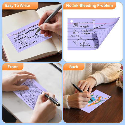 Index Cards 3x5 Inches, 300 PCS, Colored Flash Cards With Ring, Punched Lined Study Card Ruled Flashcards Notecards, Ruled Front And Blank Back, Note Card for School, College And Home