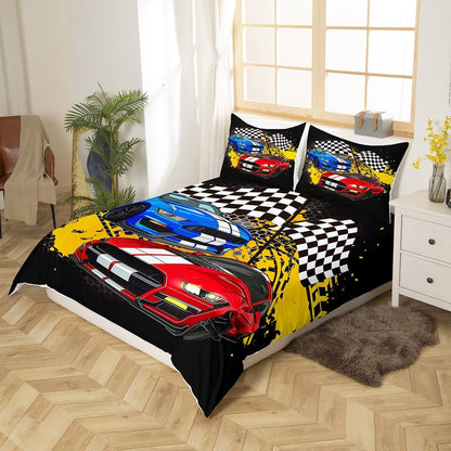 Drum Kit Duvet Cover,Kids Musical Instruments Bedding Set,Rock Music Comforter Cover for Boys Girls Room Decor,Neon Lighting Lightweight Bedspread Cover Twin Size with 1 Pillow Case(No Comforter)
