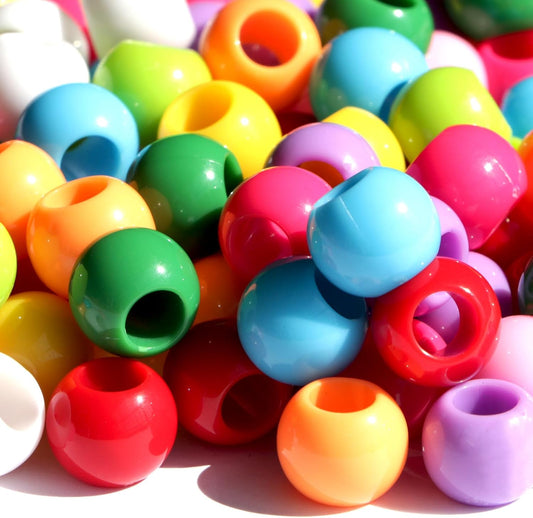 160pcs 12mm Plastics Acrylic Beads Mix 10 Color Large Hole Hair Beads(Hole:5.5mm)