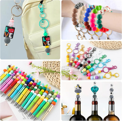 65Pcs 19mm Silicone Beads for Keychain Making Bracelet Necklace, Bulk Round Silicone Beads for Pens（Christmas Green） - Colors A