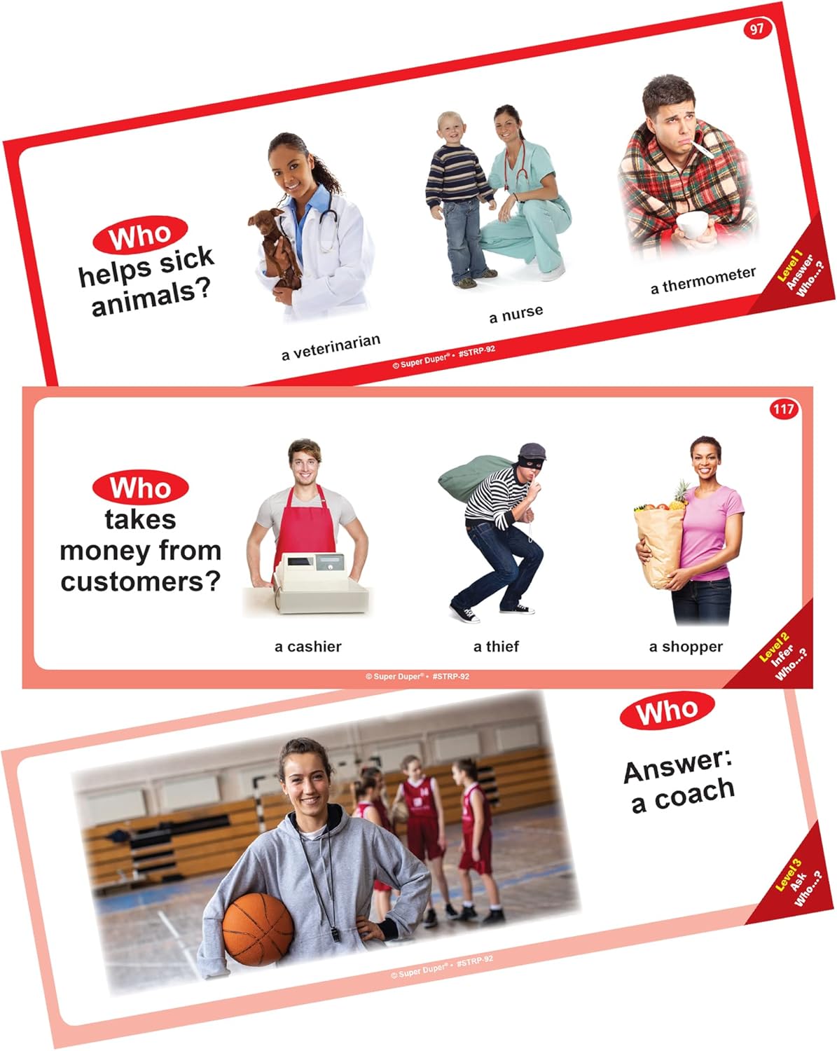 Super Duper Publications | WH Questions Skill Strips® Photo Cards | Educational Learning Resource for Children | Practice Expressive and Receptive Language Skills
