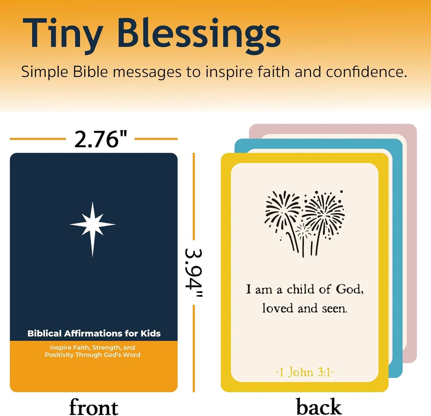 Easter Gifts for Kids - 63 Biblical Affirmation Scripture Cards to Build Faith & Confidence, Christian Bible Verse Cards for Daily Encouragement for Boys & Girls