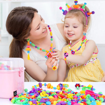 NIDOOT 550Pc+ Pop Beads Jewelry Making kit for Girls 4-6, Arts and Crafts for Kids Ages 4-8, Toys for 4 5 6 Years Old Girl Birthday Christmas Gifts Ideas, Bracelet Necklace Ring Snap Bead Set
