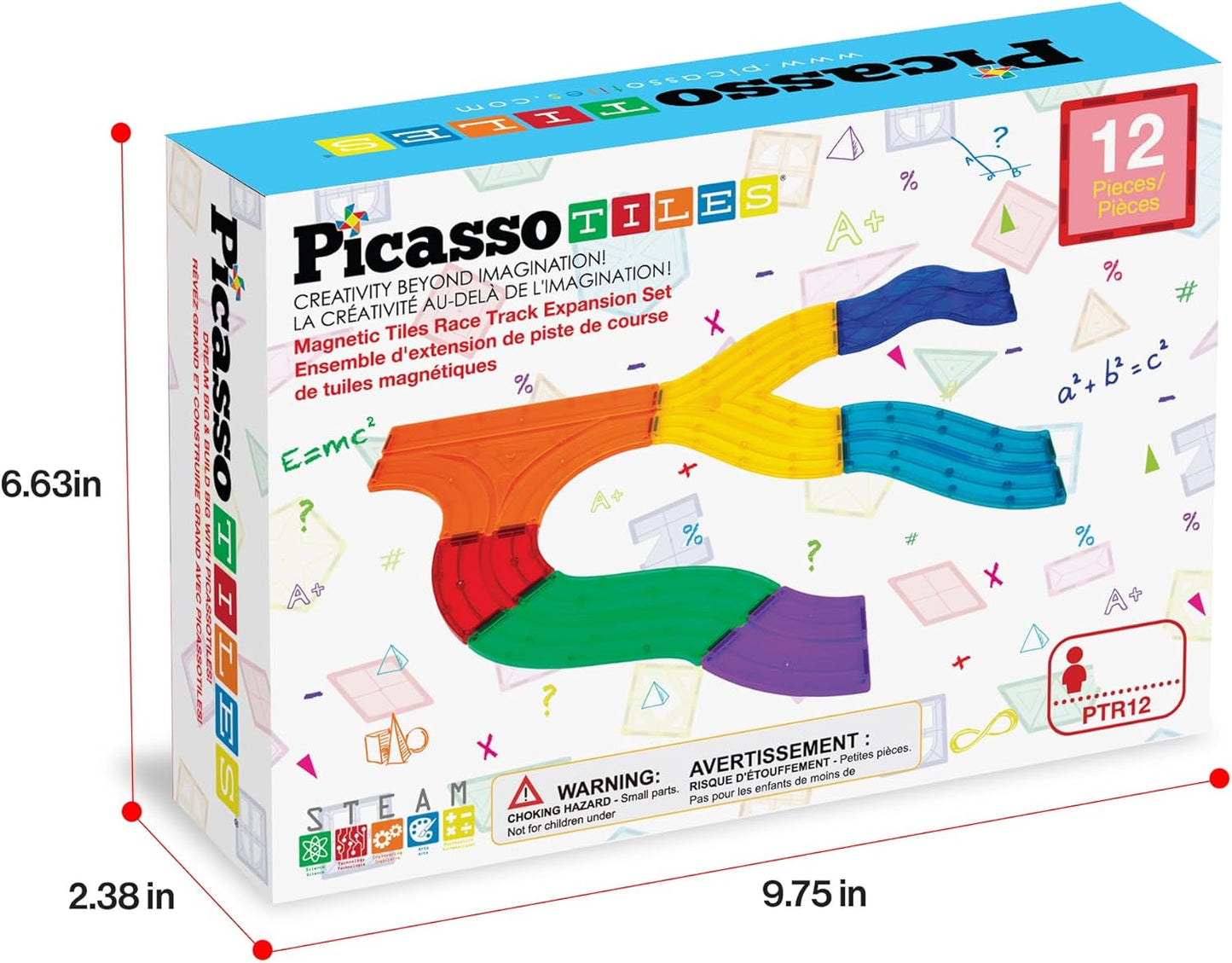 PicassoTiles 121pc Magnetic Tile Race Track Marble Run Magnet Tiles 3-in-1 Playset Car Racing Construction Set STEM Learning Early Education Building Toy Cars for School Toddlers Boys Girls Ages 3+