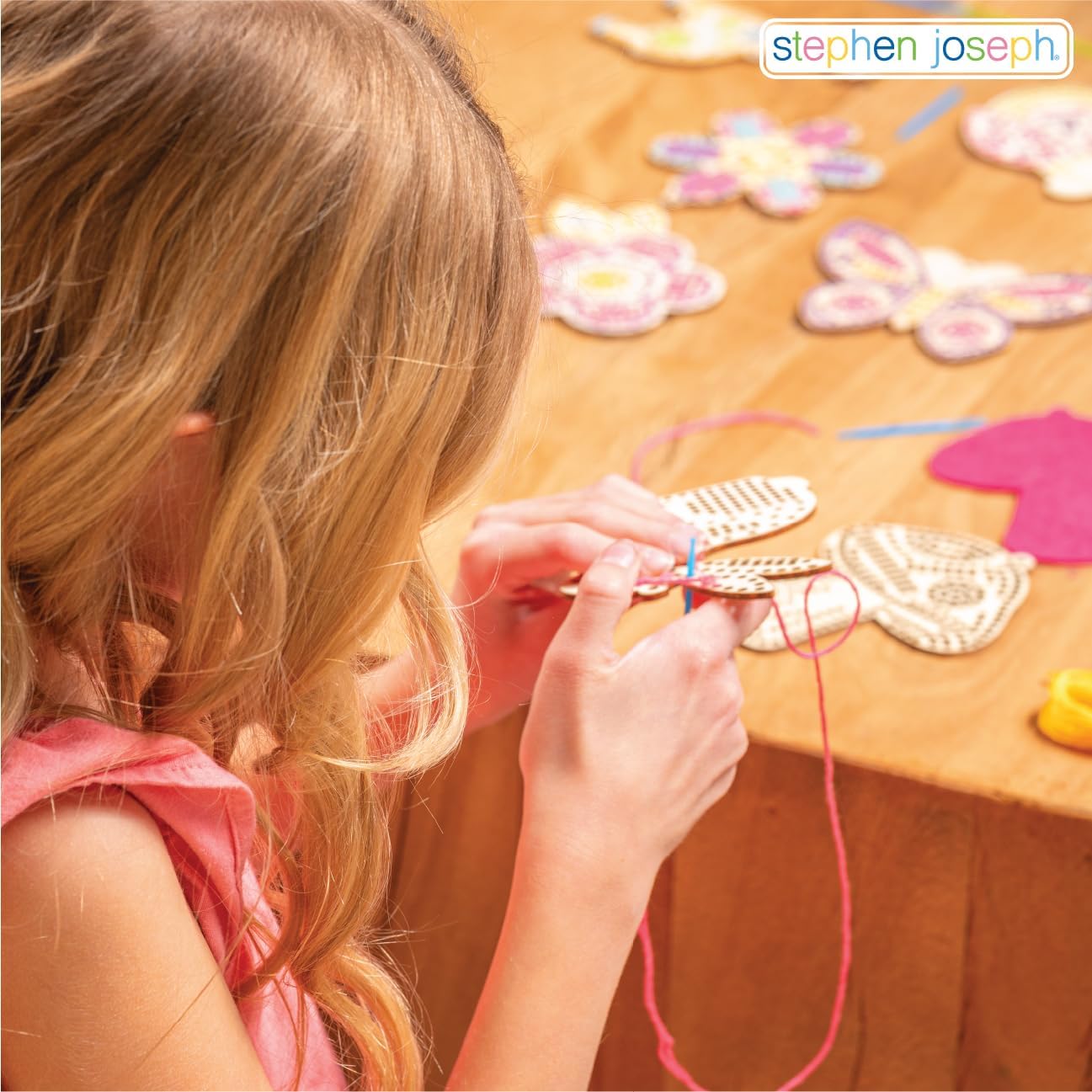 Stephen Joseph, Set of 4 Wooden Lacing Cards - Gifts for Girls Boys - Craft Activities Party Supplies for Toddler Kids, Rainbow