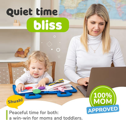 deMoca Travel Toys for Toddlers, Quiet Book for Toddlers 1-3, Baby Travel Toys for Airplane Car Rides, Montessori Busy Book for 1 Year Old with All Parts Attached, Felt Activity Pad, No Noise Gift