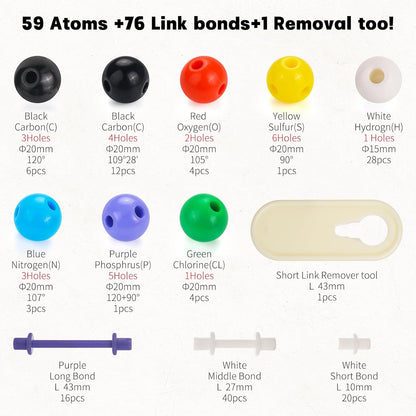 135 Pcs Rganic Chemistry Model Kit, Portable Molecular Model Kits for Chemistry Classes, Orgo Modeling Kit for Students & Teachers Organic ＆ Inorganic Learning