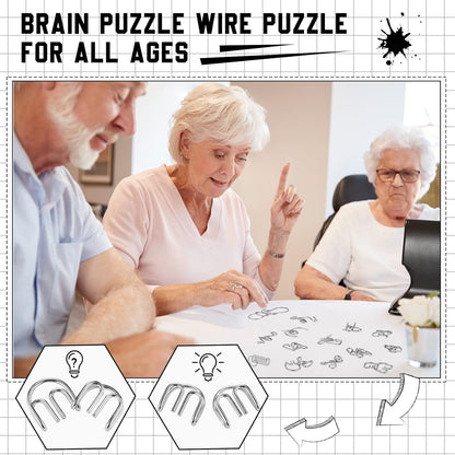 Yilloog Set of 90 Metal Brain Teaser Puzzles with Pouch, Steel Puzzle Games Physics Mind Metal Wire Puzzles for Adults Basket Stocking Stuffers for Teen Boys Girls Kids Desk Trinkets Challenge Gift
