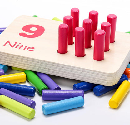 Wooden Counting Peg Board, Kindergarten Math Manipulatives Number Counting Toys, Learning Activities Montessori Educational Toys for 3 4 5 Year Old Kids Boys Girls Gifts