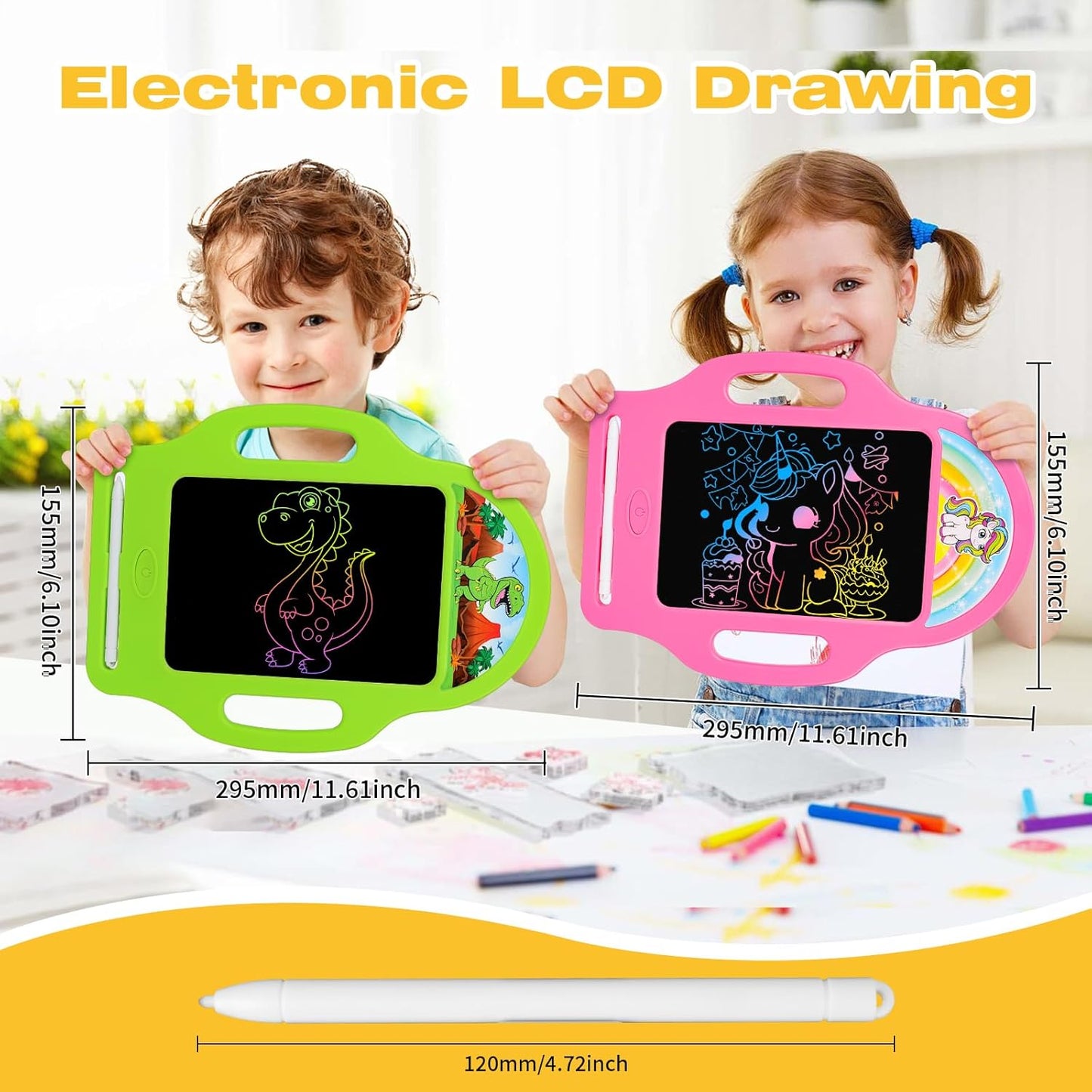 Unicorn 8.5 Inch LCD Writing Tablet for Kids 2-6, Drawing Tablet Doodle Board with Handle, Travel Car Toy for Girls, Educational Sketch Pad Birthday Christmas Gift
