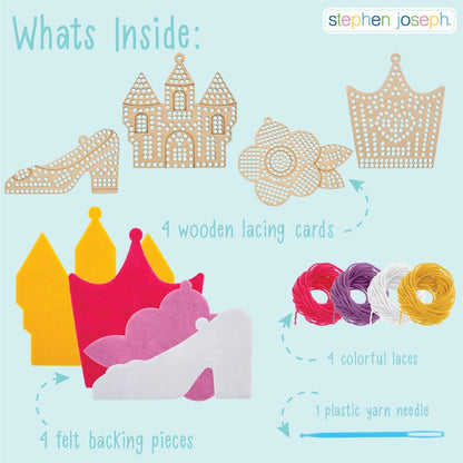Stephen Joseph, Set of 4 Wooden Lacing Cards - Gifts for Girls Boys - Craft Activities Party Supplies for Toddler Kids, Zoo