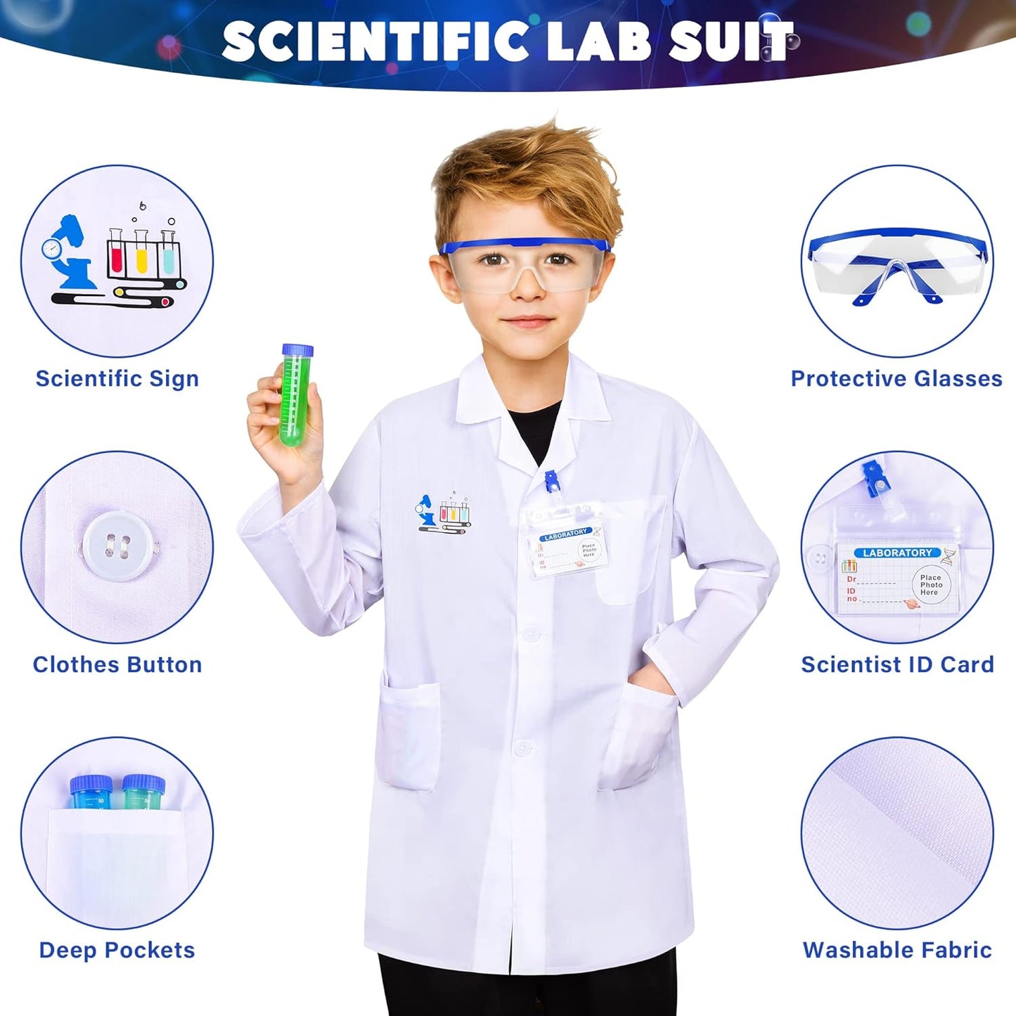 Science Kit for Kids,80 Science Lab Experiments,Scientist Costume Role Play STEM Educational Learning Scientific Tools,Birthday Gifts and Toys for 6 7 8 9 Years Old Boys Girls Kids